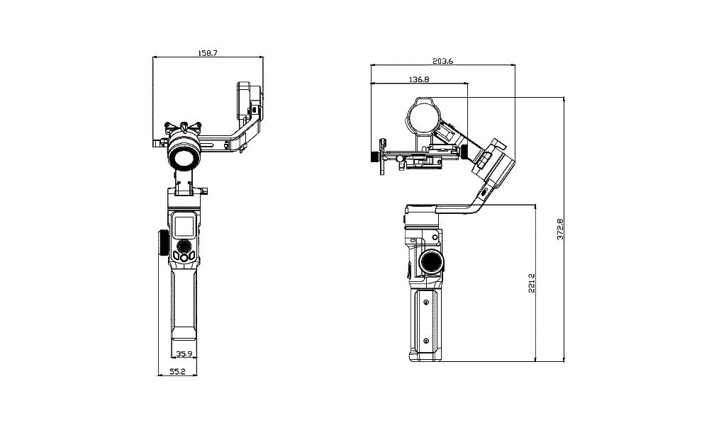 Feiyu AK2000S Gimbal Size