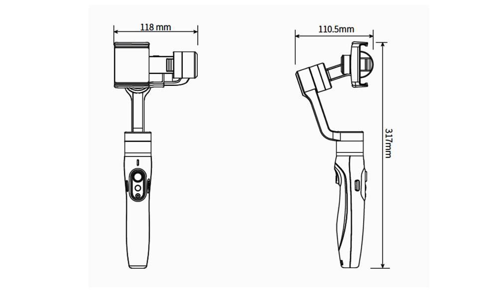 Feiyu Tech Vimble 2S Gimbal Size
